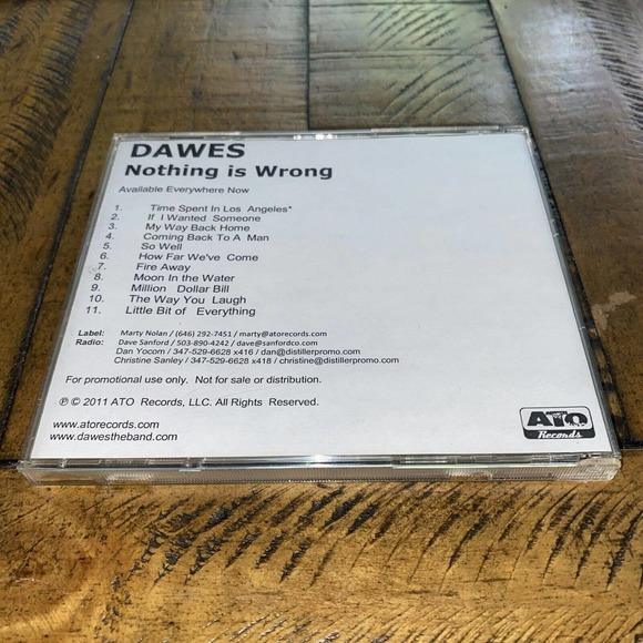 Nothing Is Wrong by Dawes (CD, 2011) ATO Records Promotional - Picture 3 of 4